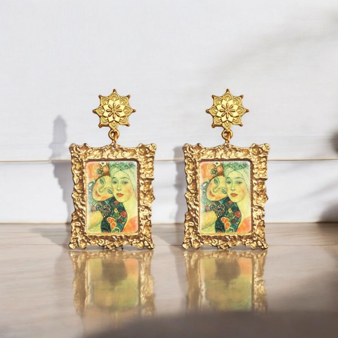 the klimt kiss earrings disco reign