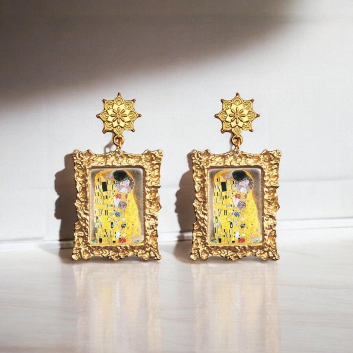 the klimt kiss earrings disco reign